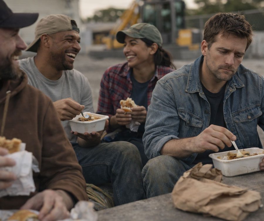Union members enjoying a meal together